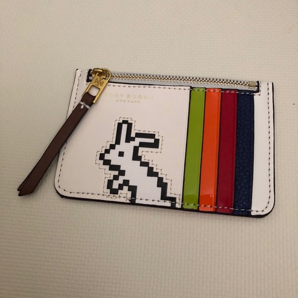 Tory Burch Accessories - Tory Burch Rabbit 🐰 Rainbow top zip card case